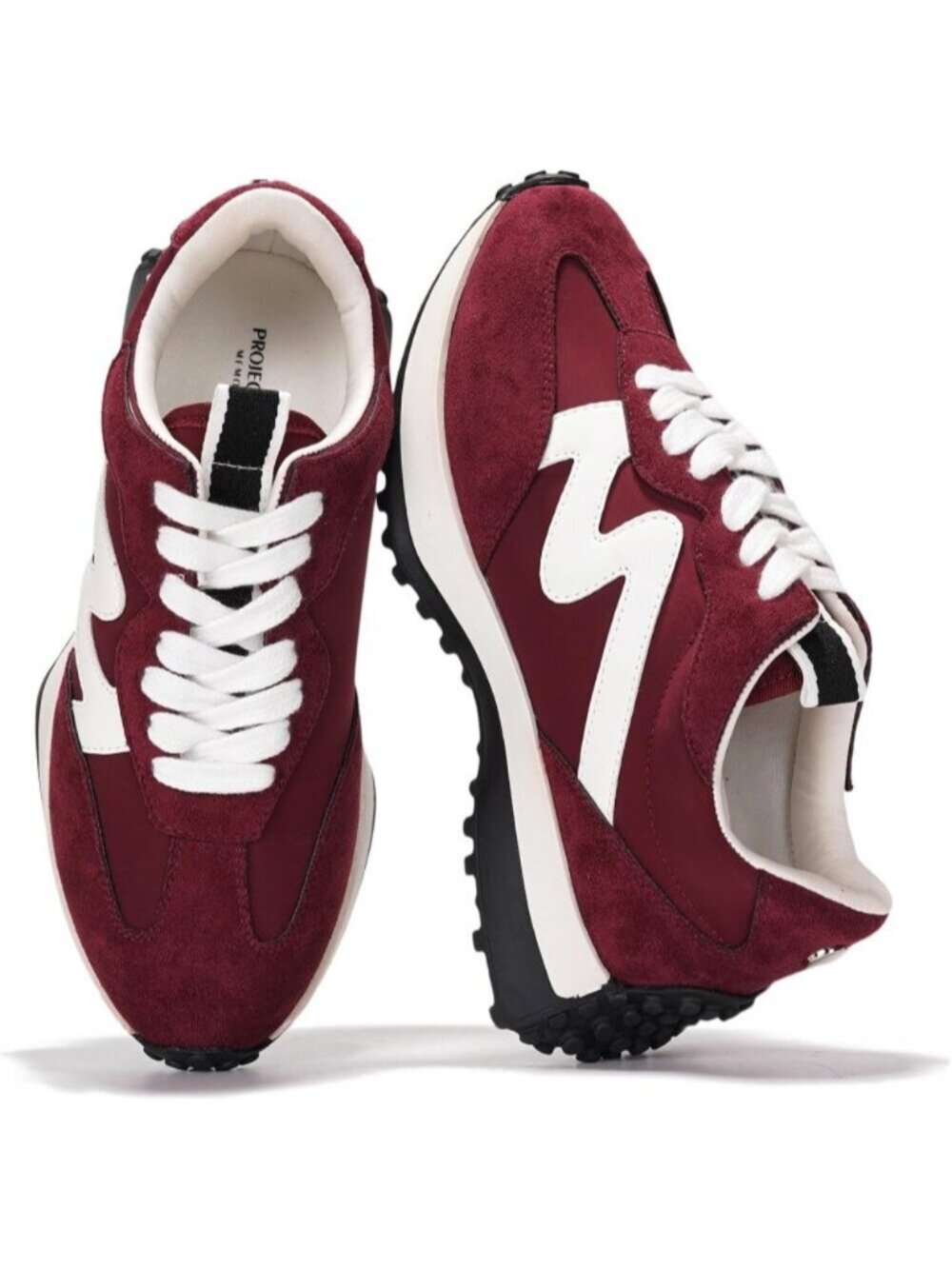 Women's Burgundy Lightweight Trendy Non Slip Lace Up Casual Fashion Sneakers